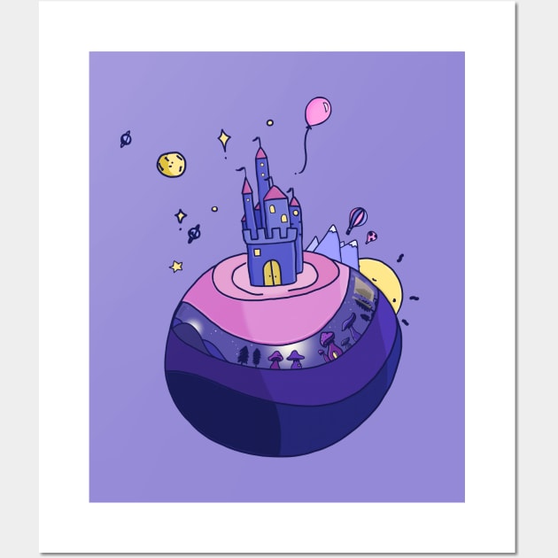 Purple castle planet Wall Art by moonlitdoodl